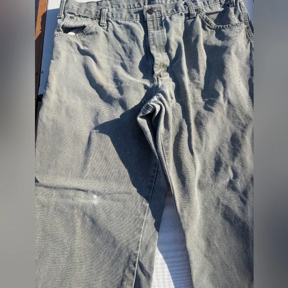 Vintage Dickies 100% Cotton Army Green Cargo Chinos 38x32 - Picture 2 of 6